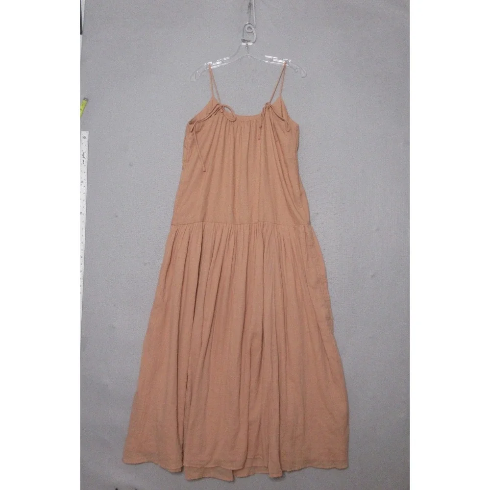 Free People Gemma Maxi Linen Blend Boho Gauze Oversized Flowy European Vacation